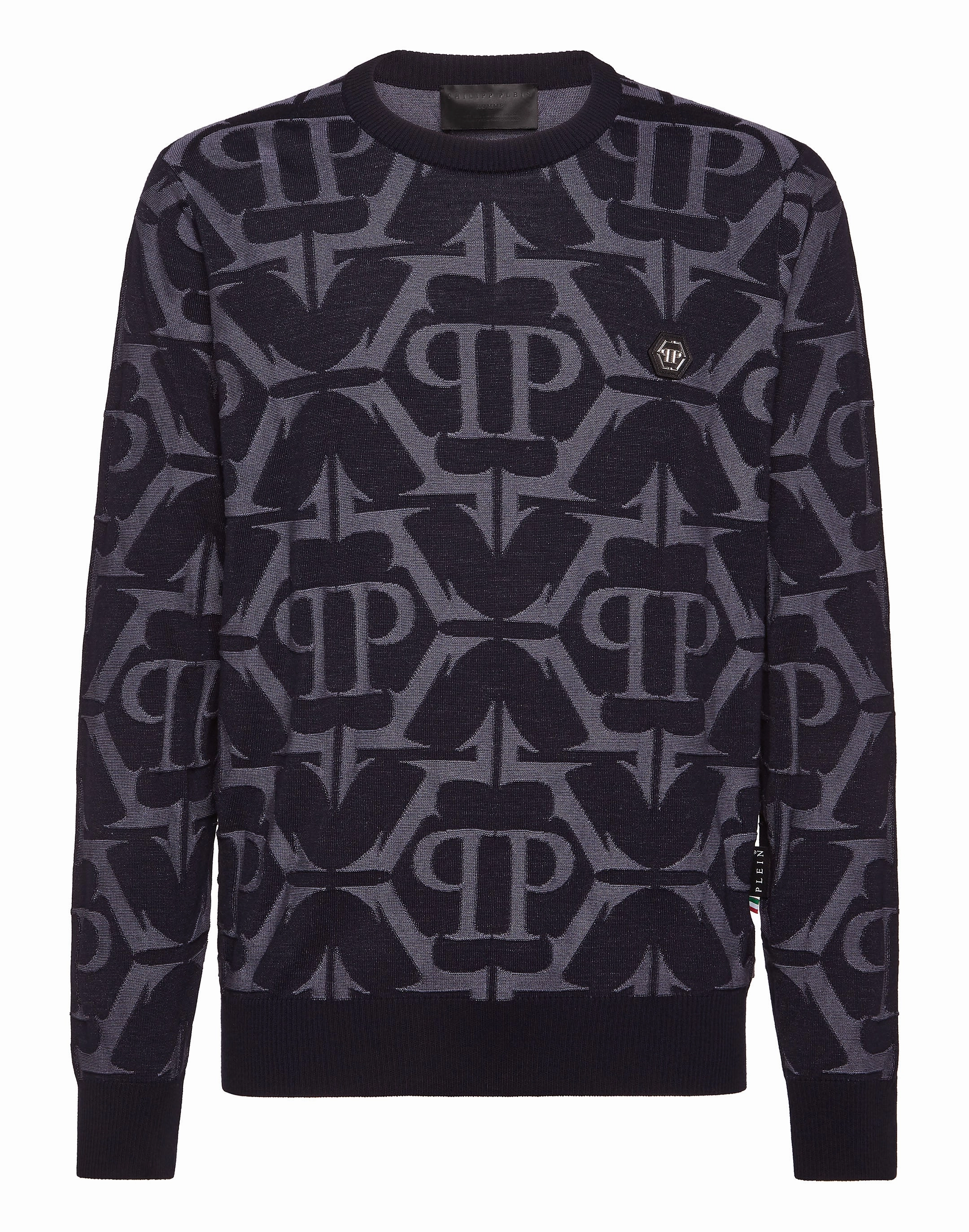 Wool and Silk Pullover Round Neck LS Chrome