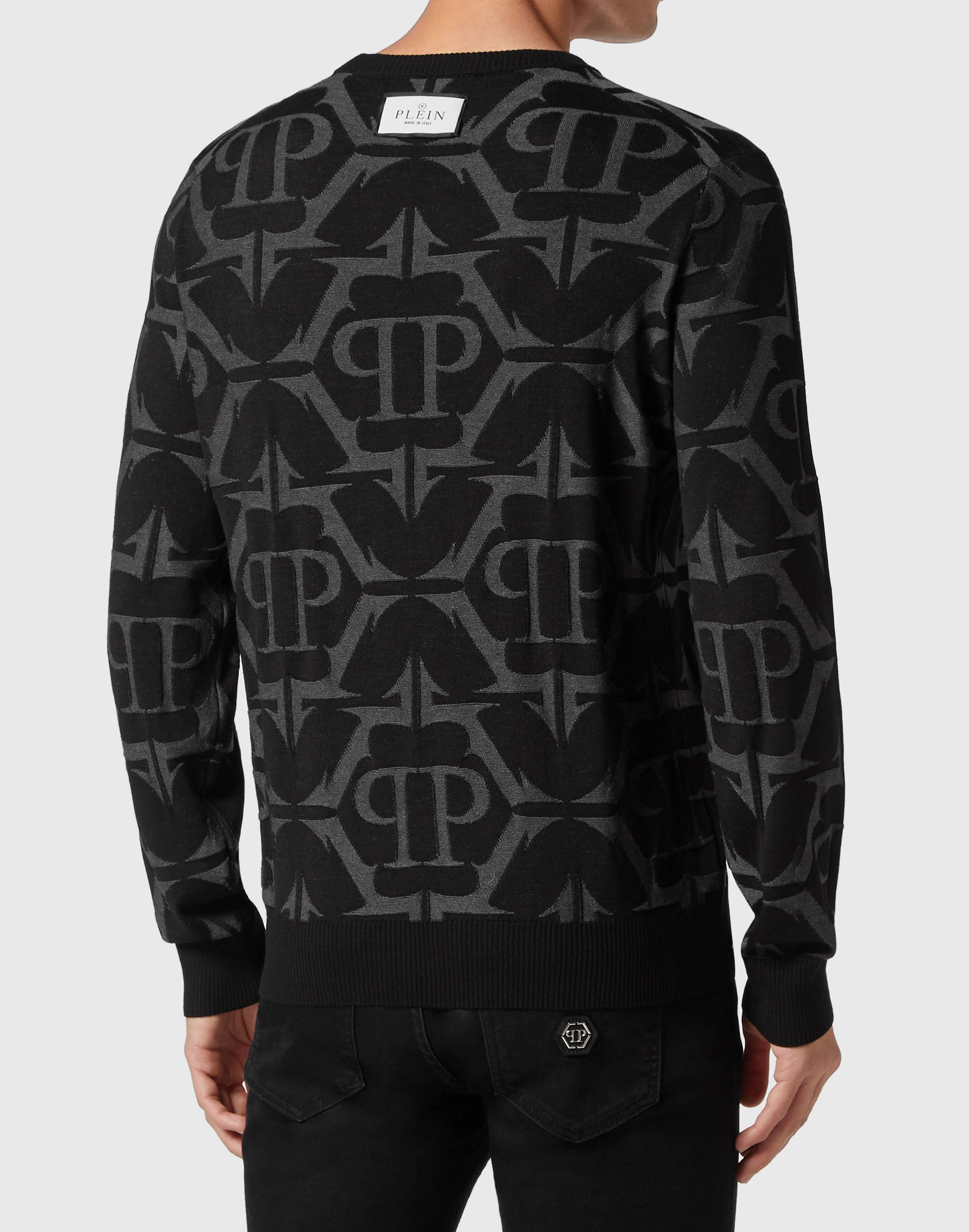 Wool and Silk Pullover Round Neck LS Chrome