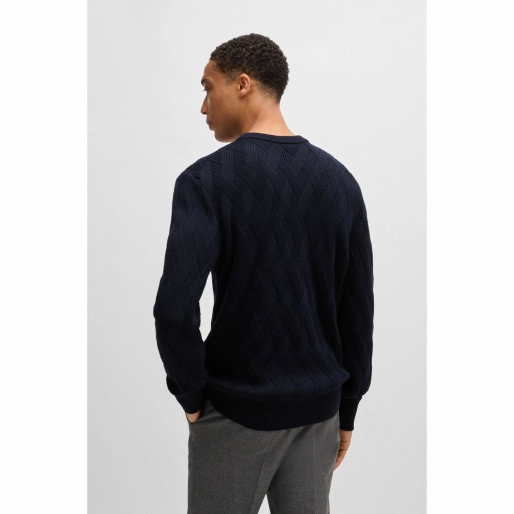 Wool regular-fit sweater with knitted structure
