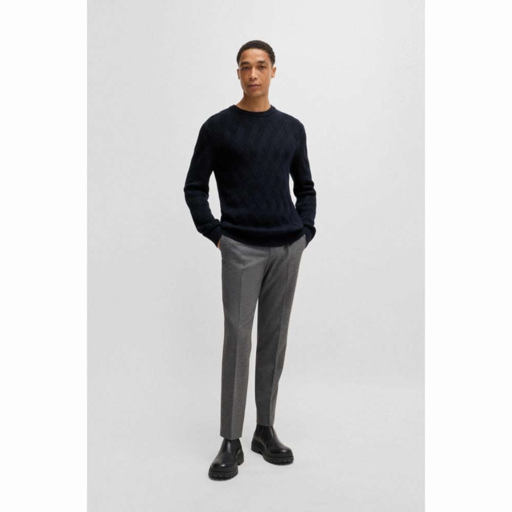 Wool regular-fit sweater with knitted structure