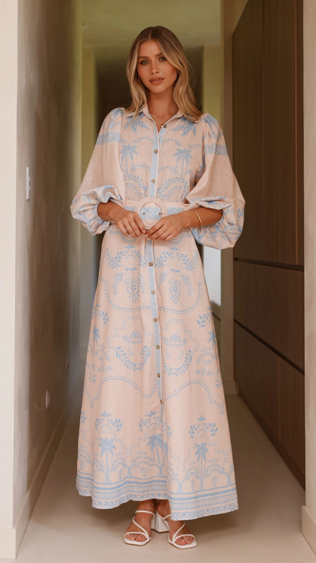 Xander Long Sleeve Maxi Dress - Blue