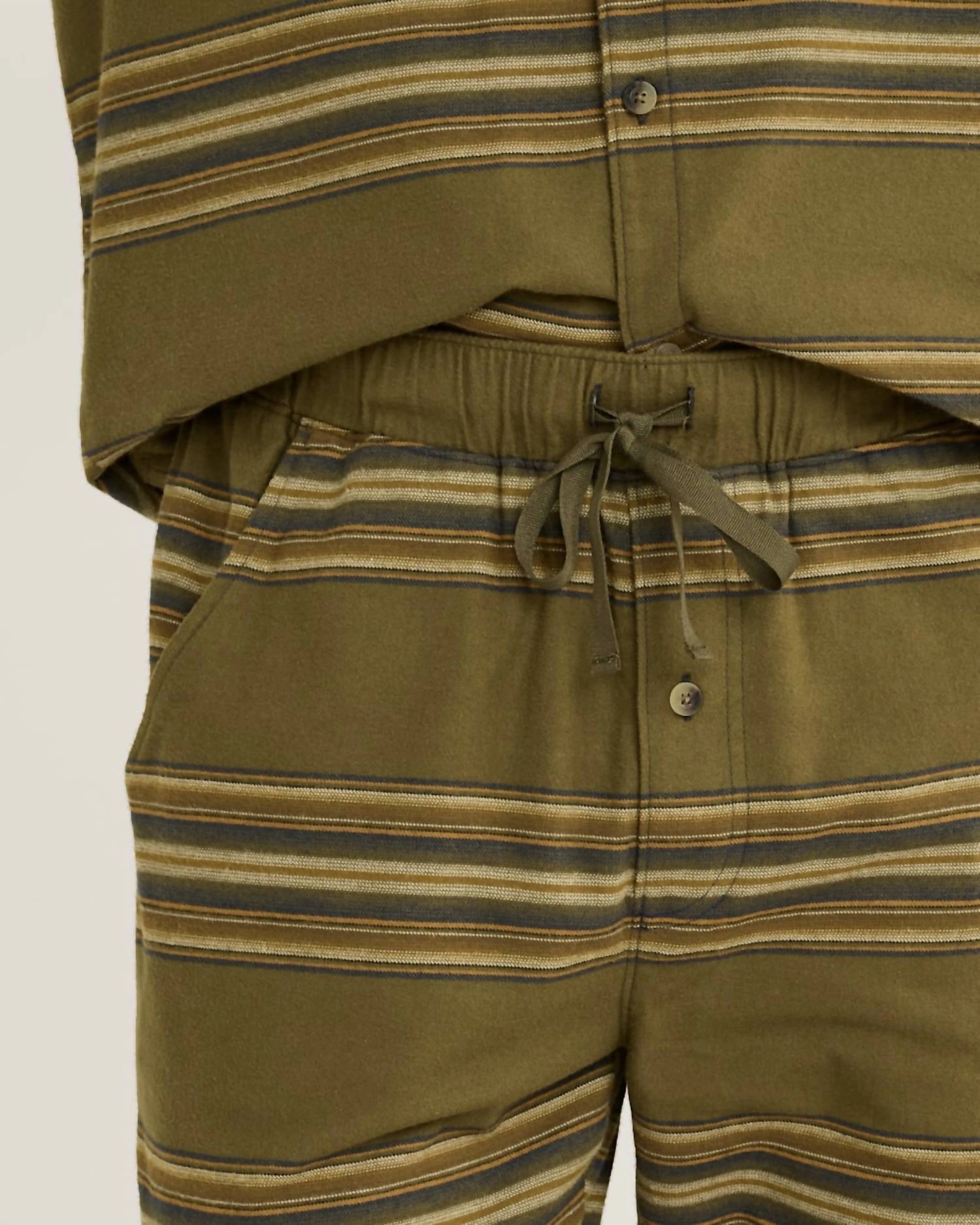 Yakima Stripe Flannel Pajama Set In Ombre Stripe Olive