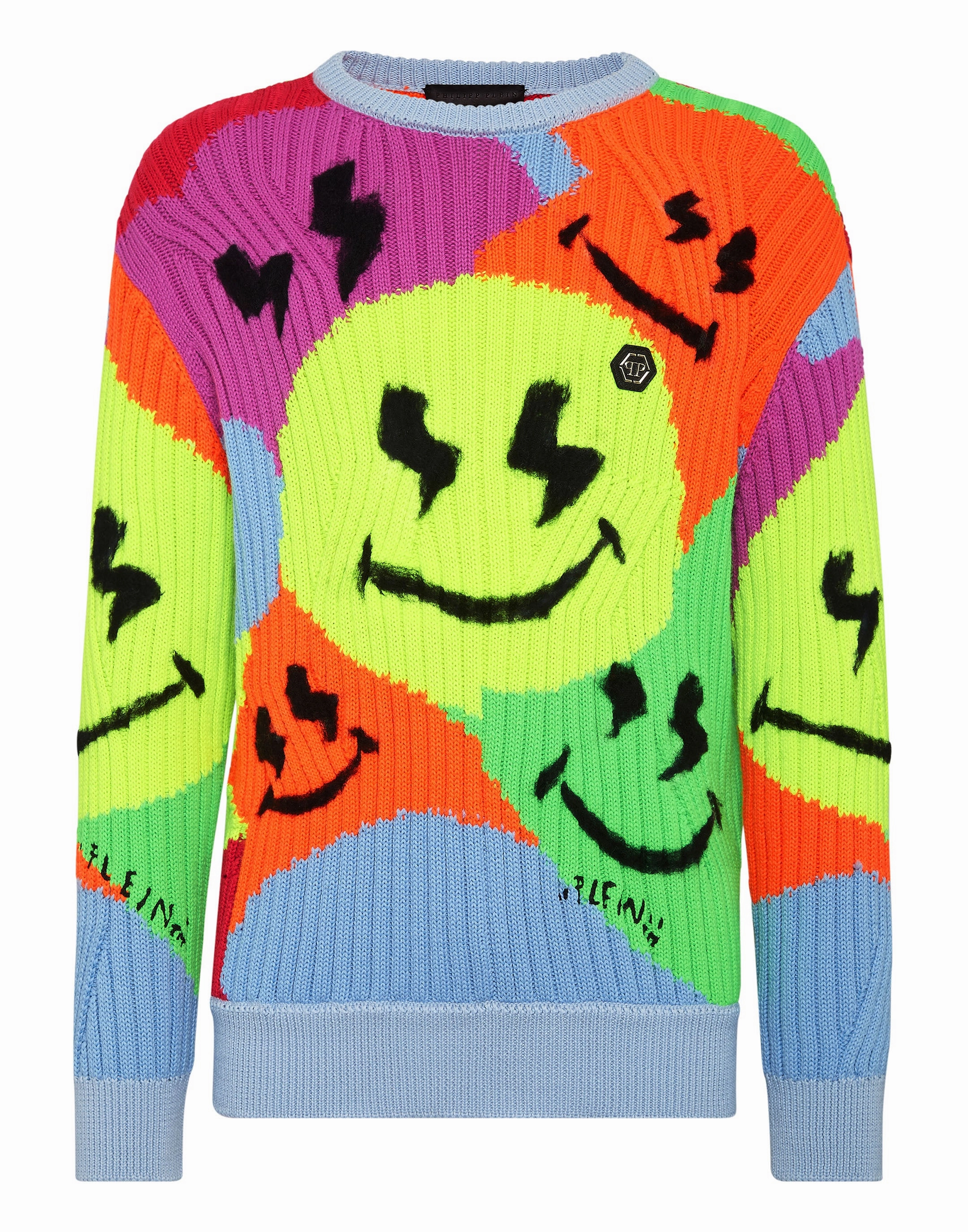 Yarn Blend Wool Roundneck Smile Graffiti