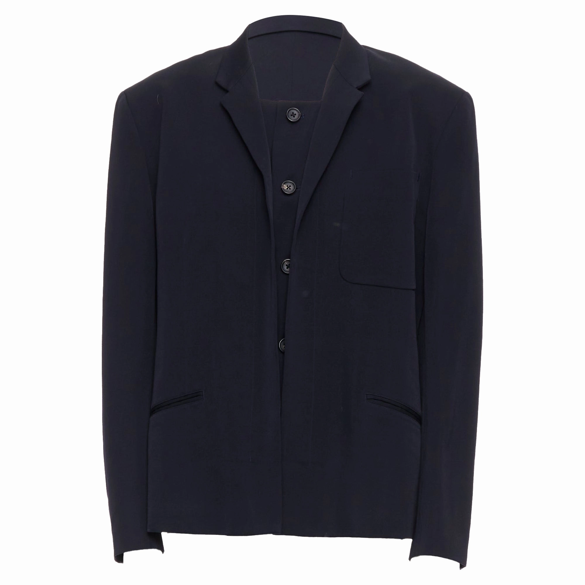 Yohji Yamamoto Wool Double Collar Deconstructed Blazer