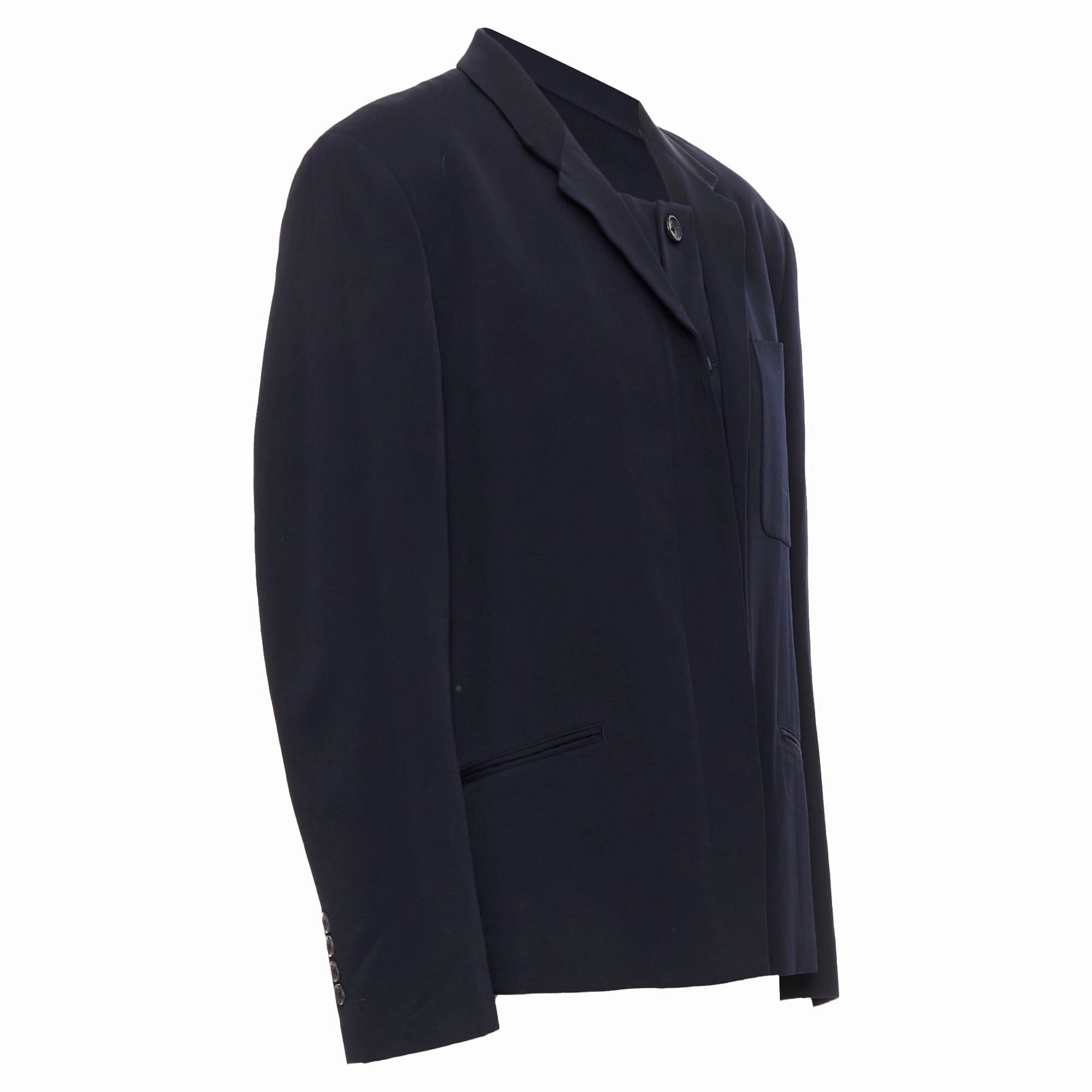 Yohji Yamamoto Wool Double Collar Deconstructed Blazer