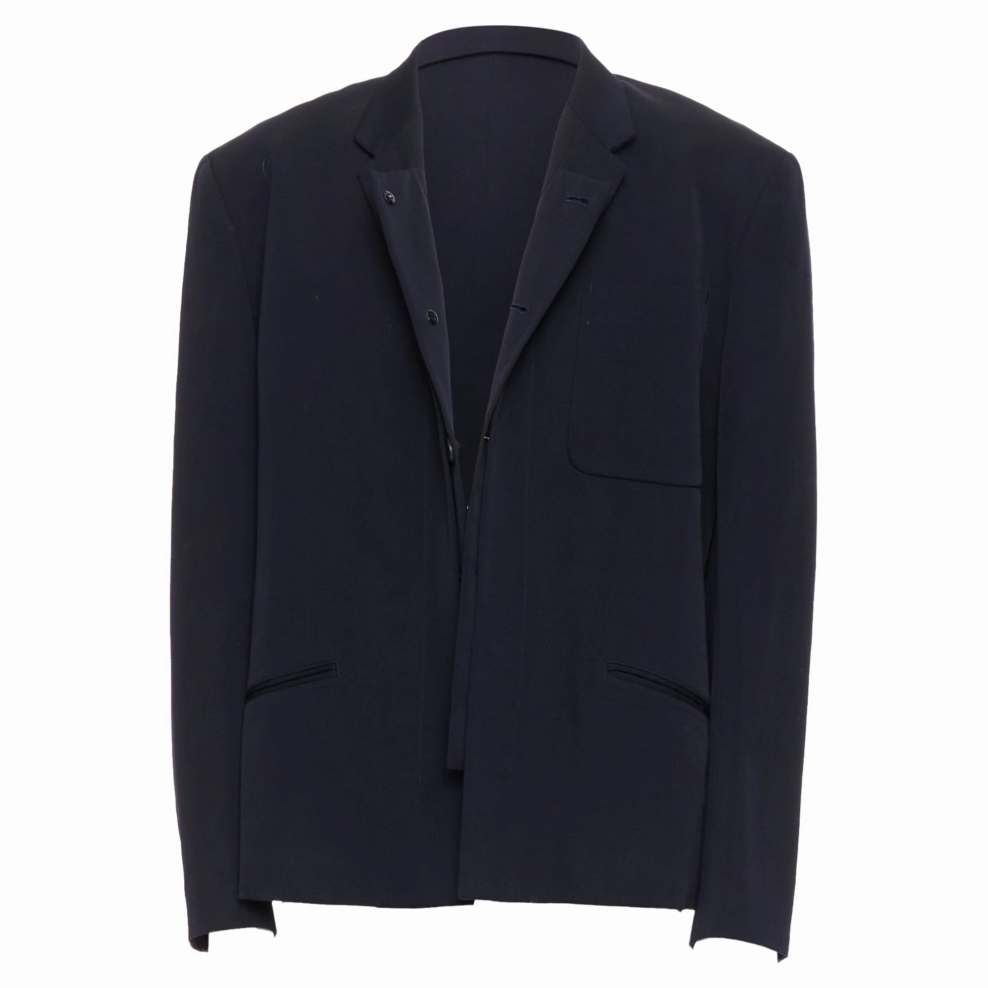 Yohji Yamamoto Wool Double Collar Deconstructed Blazer
