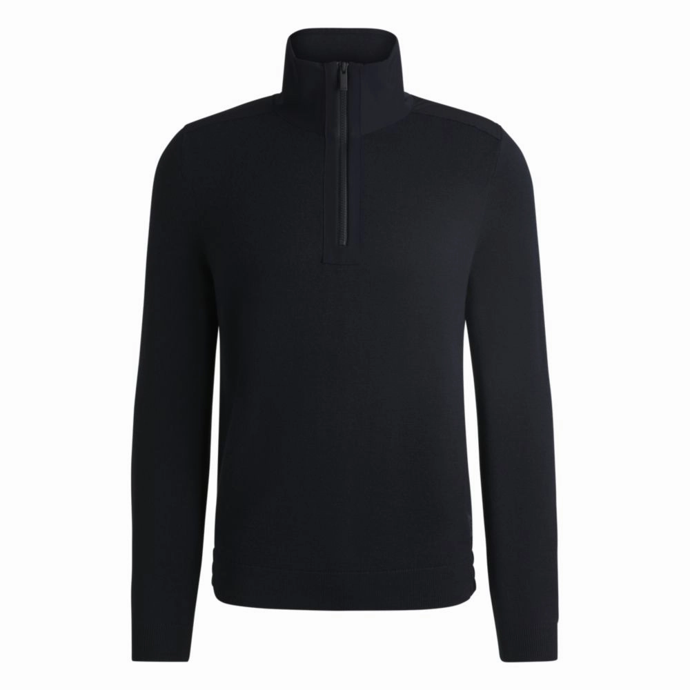 Zip-neck sweater with softshell trims